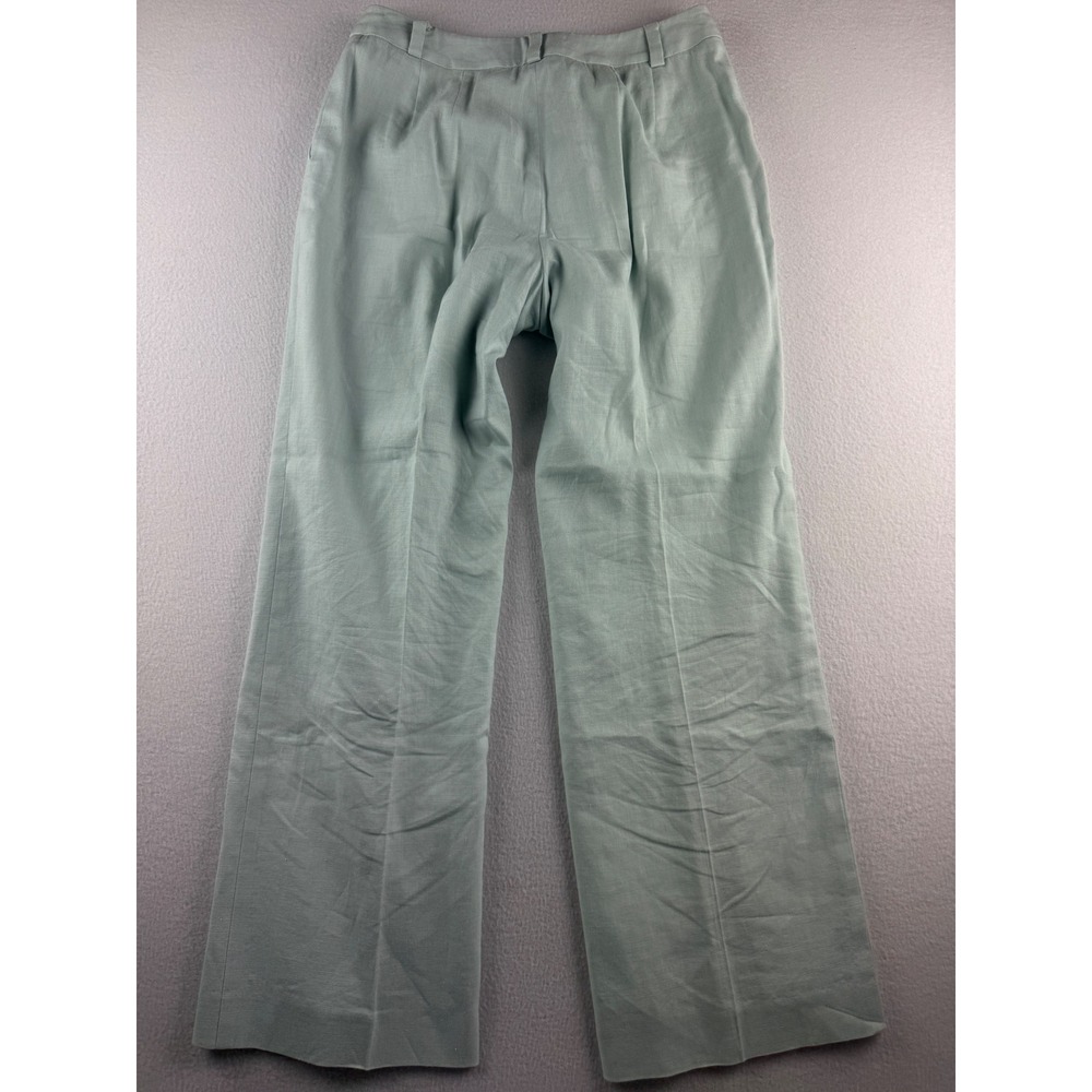 Talbots Petites Sage Green Linen Blend Wide Leg Trousers Pants Size 8P Italian - Picture 3 of 8